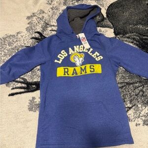 NFL Rams Blue Pullover Hoodie Sweatshirt Mens medium New Sherpa Hood
